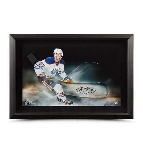 Connor McDavid Autographed Acrylic Stick Blade with Edmonton Oilers Picture - Framed