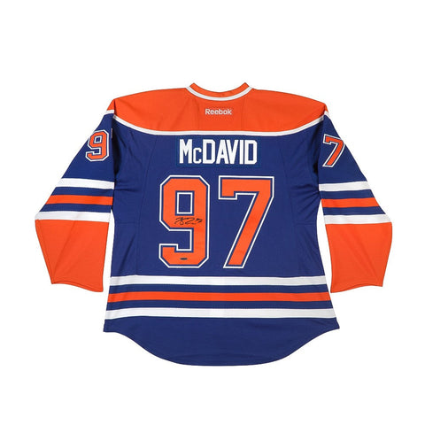 Connor McDavid Autographed Authentic Edmonton Oilers Blue Jersey with Captain and Inaugural Patches