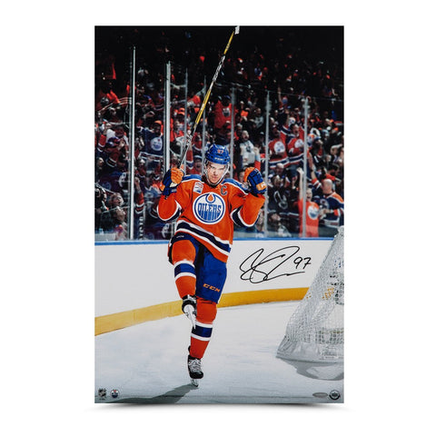 Connor McDavid Autographed "Home Opener Celebration" 24 x 16