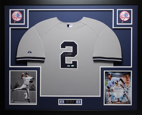 Derek Jeter Autographed and Framed Gray Yankees Jersey