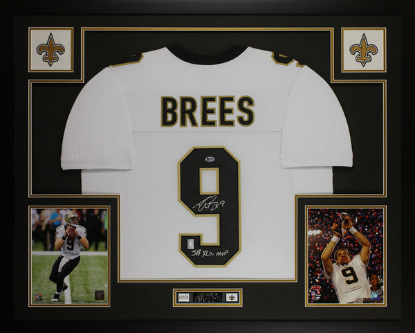 Drew Brees Autographed Framed White Saints Jersey