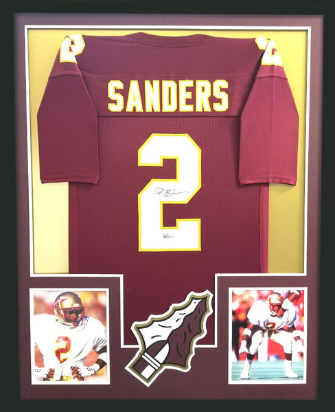 Deion Sanders Signed Florida State Seminoles Framed Maroon Custom Jersey