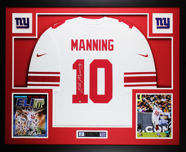 Eli Manning Autographed Framed White Nike Giants Jersey