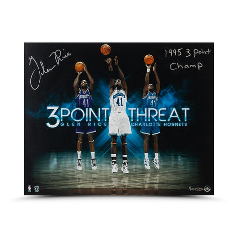 Glen Rice Autographed & Inscribed "Three Point Threat" 16 x 20