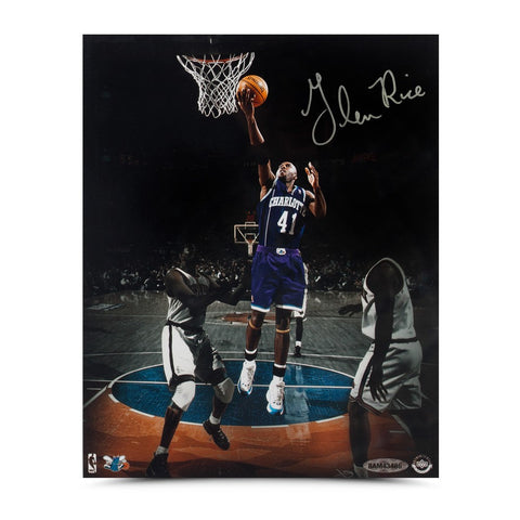 Glen Rice Autographed "Layup in the Garden" 8 x 10