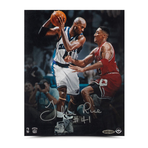 Glen Rice Autographed "Offense vs. Defense" 8 x 10