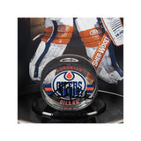 Grant Fuhr Autographed Acrylic Hockey Puck & Limited Edition Goaltender Curve Display Case