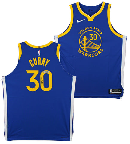 Warriors Stephen Curry Signed Blue Nike Icon Edition Authentic Jersey BAS Wit