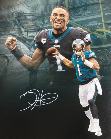 Jalen Hurts Signed 16x20 Philadelphia Eagles Throwing Collage Photo JSA