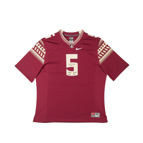 Jameis Winston Autographed & Inscribed FSU Garnet Nike Replica Jersey