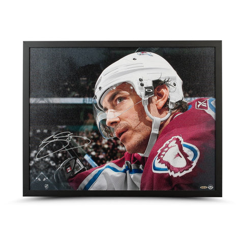 Joe Sakic Autographed Up Close & Personal 20 x 24 Canvas