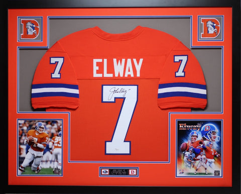 John Elway Autographed and Framed Orange Crush Broncos Jersey