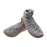 Kevin Love Autographed & Inscribed 2016-17 Nike Hyperdunk Gray/Yellow Swoosh Game-Worn Shoes