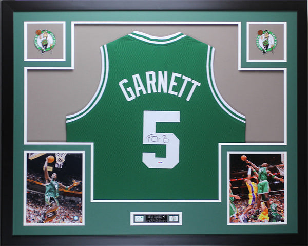 Kevin Garnett Autographed and Framed Green Celtics Jersey