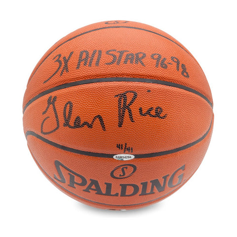 Glen Rice Signed & Inscribed Spalding Indoor/Outdoor Basketball