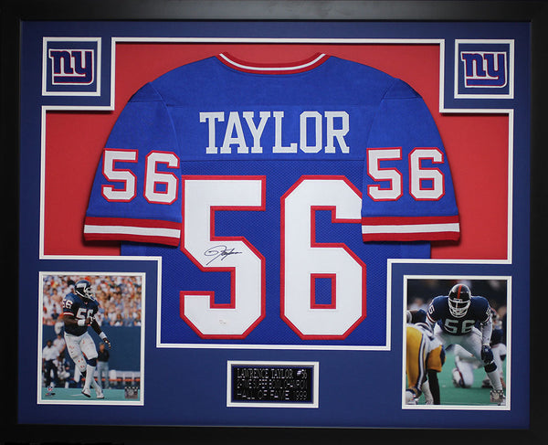 Lawrence Taylor Autographed and Framed Blue Giants Jersey