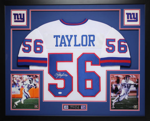 Lawrence Taylor Autographed and Framed White Giants Jersey