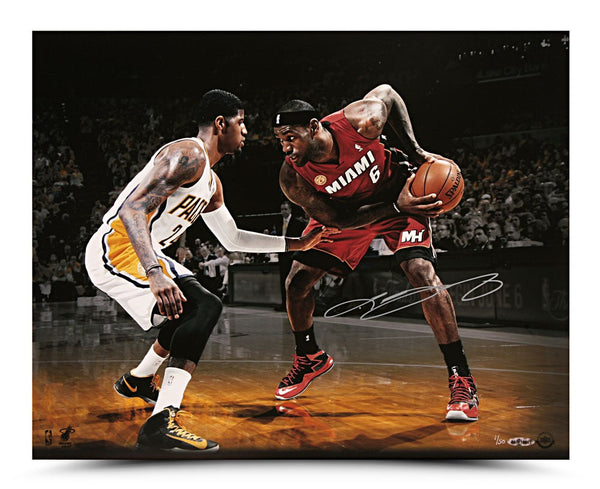 LeBron James Autographed Match Up Photo vs. Paul George