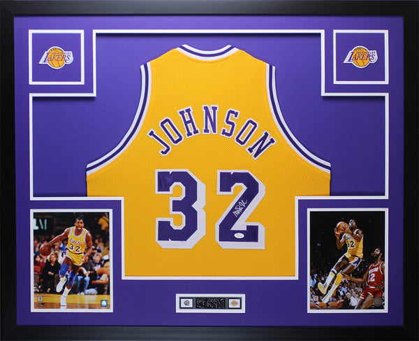 Magic Johnson Autographed Framed Yellow Lakers Jersey