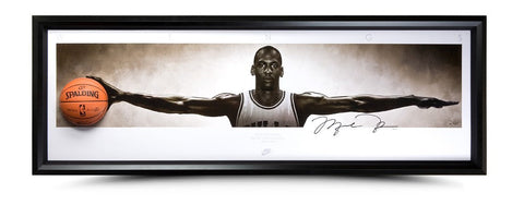 Michael Jordan Autographed Wings Breaking Through Photo - Framed