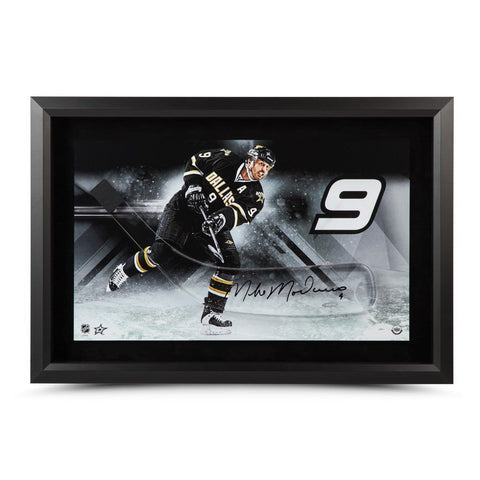 Mike Modano Autographed Stick Blade with Dallas Stars Picture - Framed