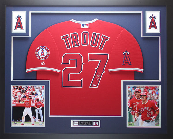 Mike Trout Autographed and Framed Red Angels Jersey