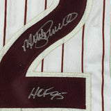 FRAMED Autographed/Signed MIKE SCHMIDT HOF 95 33x42 Pinstripe Jersey JSA COA