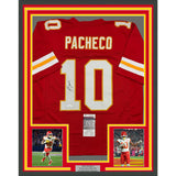 Framed Autographed/Signed Isiah Pacheco 35x39 Kansas City Red Jersey JSA COA