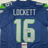 Autographed/Signed Tyler Lockett Seattle Blue Football Jersey JSA COA Auto