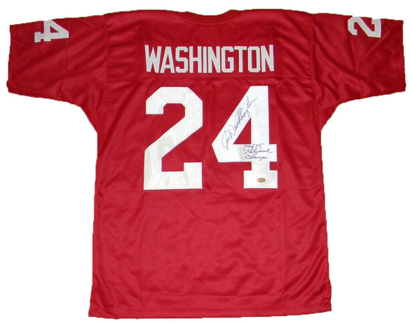 JOE WASHINGTON AUTOGRAPHED SIGNED OKLAHOMA SOONERS #24 THROWBACK JERSEY COA