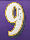 FRAMED BALTIMORE RAVENS JUSTIN TUCKER AUTOGRAPHED SIGNED JERSEY JSA COA