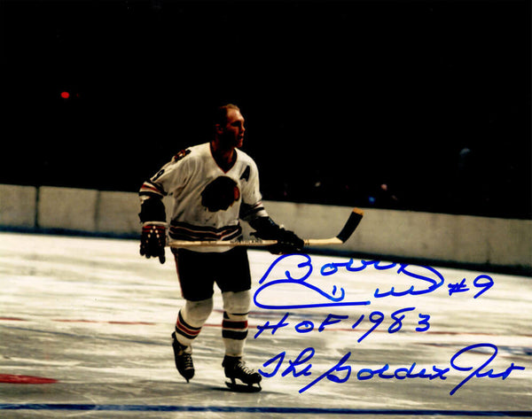 Bobby Hull Signed Chicago Blackhawks 8x10 Photo w/HOF 1983, The Golden Jet - SS