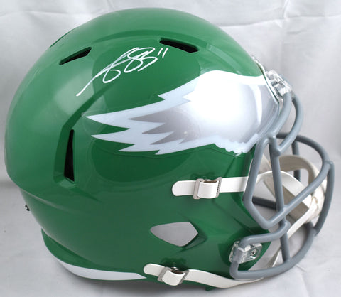 A.J. Brown Autographed Eagles F/S ALT 2023 Speed Helmet-Beckett W Hologram