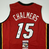 Autographed/Signed MARIO CHALMERS Miami Red Basketball Jersey JSA COA Auto