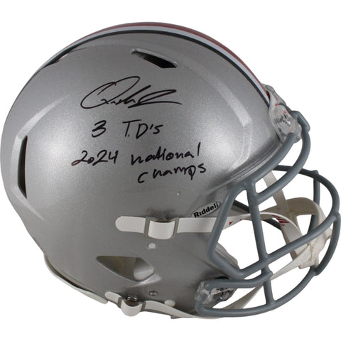 Quinshon Judkins Autographed\ Ohio State Buckeyes Pro Helmet 2 Ins Beckett 49645
