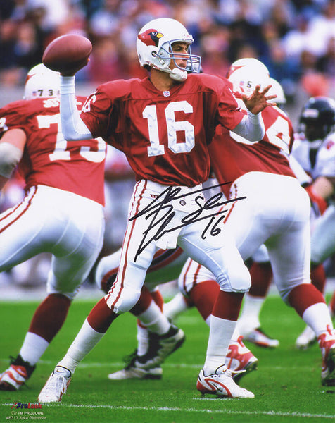 Jake Plummer Signed Cardinals Red Jersey Action 8x10 Photo w/Snake - (SS COA)