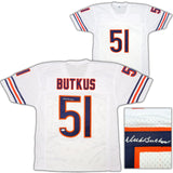 CHICAGO BEARS DICK BUTKUS AUTOGRAPHED WHITE JERSEY BECKETT BAS WITNESS 210525