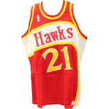 Dominique Wilkins Signed Atlanta Hawks Sand Knit 46 Red Jersey BAS 48504