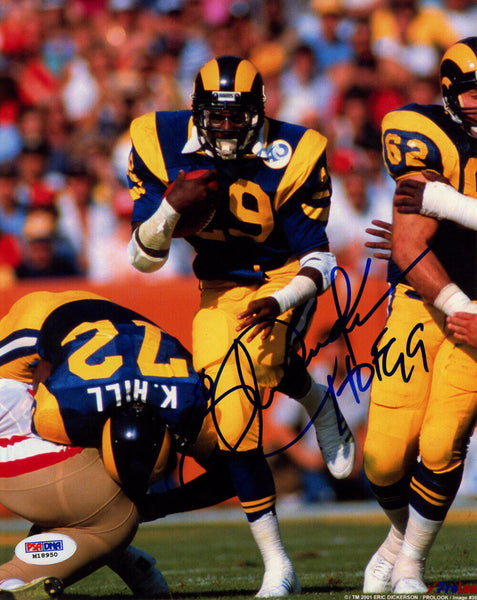 Eric Dickerson Autographed Los Angeles Rams 8x10 Photo HOF PSA 48528