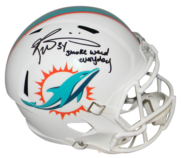 RICKY WILLIAMS SIGNED MIAMI DOLPHINS F/S SPEED HELMET W/ SMOKE WEED EVERYDAY