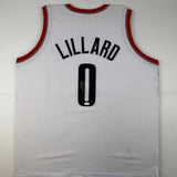 Autographed/Signed Damian Lillard Portland White Basketball Jersey JSA COA