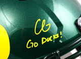 Christian Gonzalez Signed Oregon Ducks F/S Speed Helmet w/Go Ducks! - Beckett W