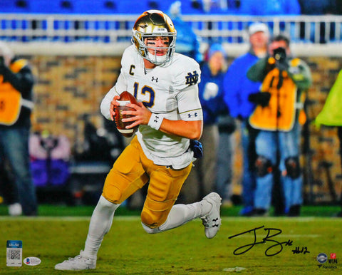 Ian Book Autographed Notre Dame Running w/ Ball 16x20 FP Photo- Beckett W *Black