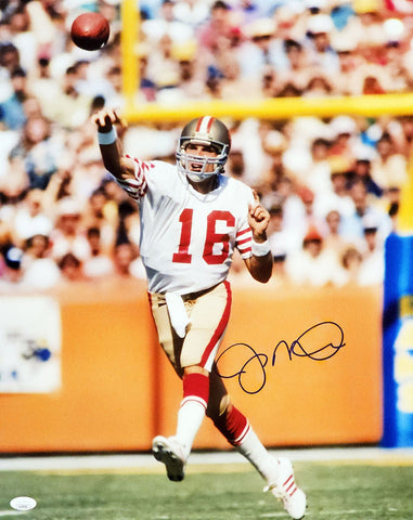 JOE MONTANA AUTOGRAPHED SIGNED 16X20 PHOTO SAN FRANCISCO 49ERS JSA STOCK #216968