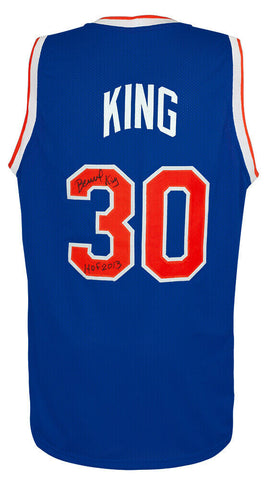 Bernard King Signed Blue T/B Custom Basketball Jersey w/HOF 2013 -(SCHWARTZ COA)