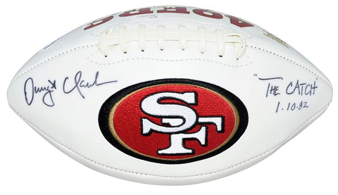 DWIGHT CLARK SIGNED SAN FRANCISCO 49ERS WHITE LOGO FOOTBALL JSA W/ THE CATCH