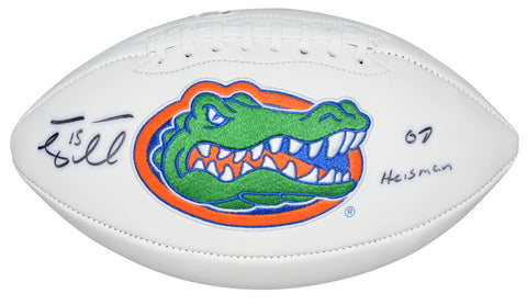 TIM TEBOW AUTOGRAPHED FLORIDA GATORS WHITE LOGO FOOTBALL W/ 07 HEISMAN