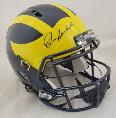 JIM HARBAUGH SIGNED MICHIGAN WOLVERINES F/S SPEED REPLICA HELMET FANATICS QR