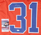 Grant Fuhr Signed Edmonton Oiler Jersey (JSA COA) 5xStanley Cup Champ Goaltender