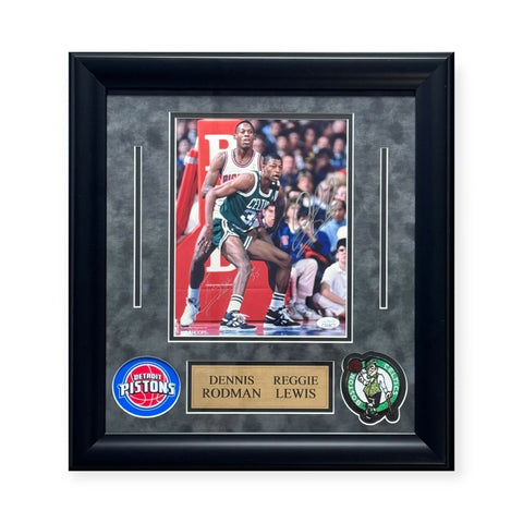 Dennis Rodman & Reggie Lewis Signed Autographed 8x10 Photo Framed to 17x18 JSA